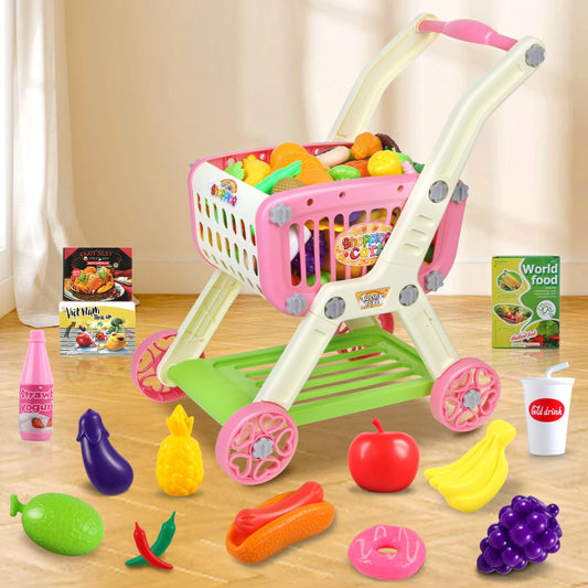 Ming You Kids Shopping Cart 2in1 function showcases dual play modes for varied pretend shopping.