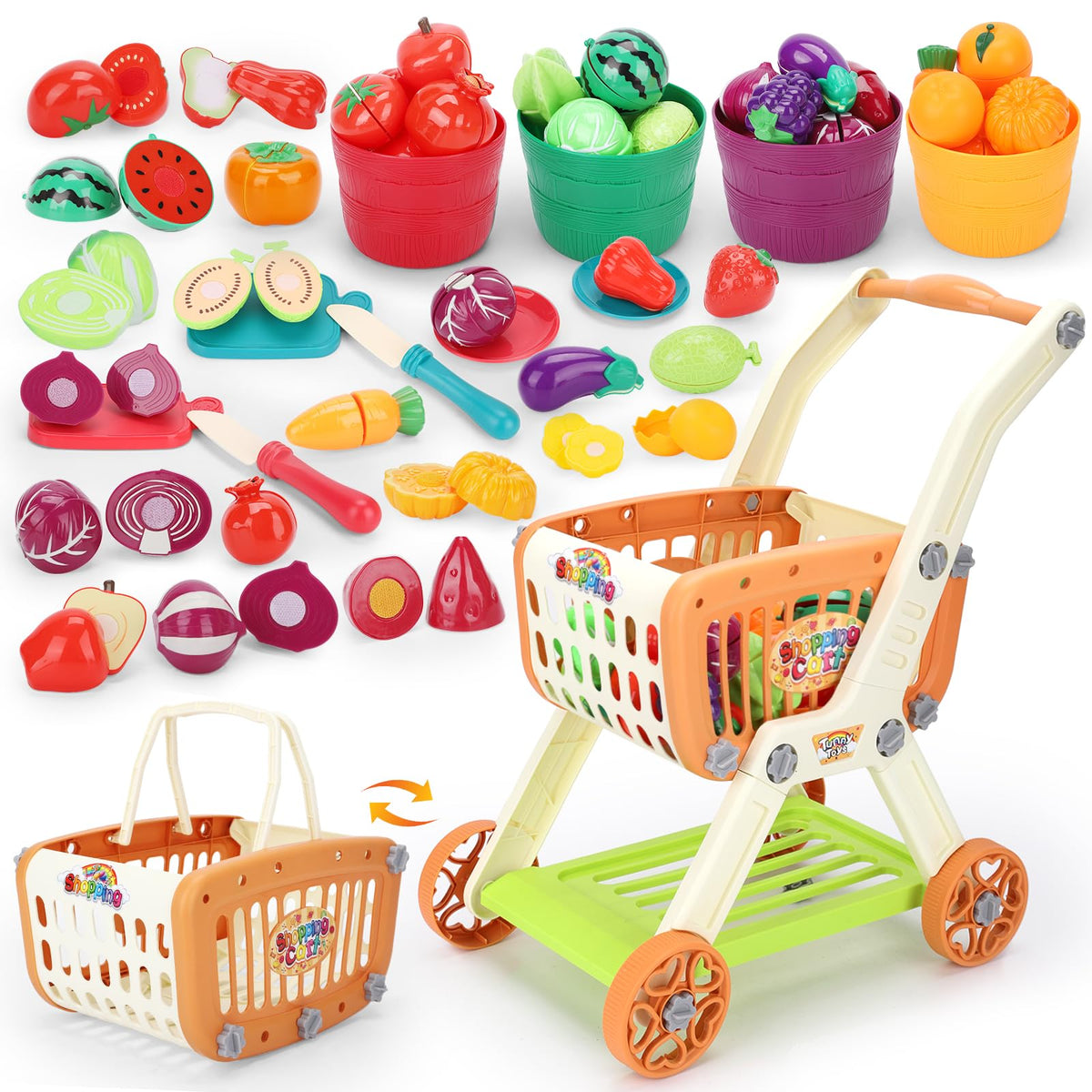 Ming You kids shopping cart for pretend store play with durable plastic.