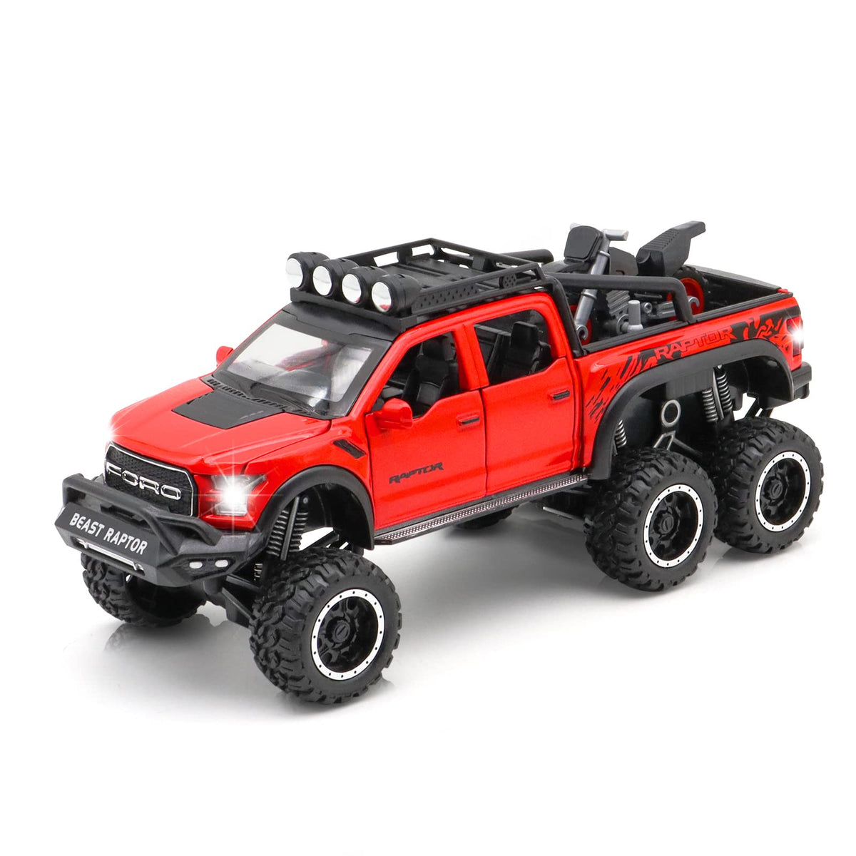 Ming You Monster Trucks red truck side view showcases durable die-cast build for playtime