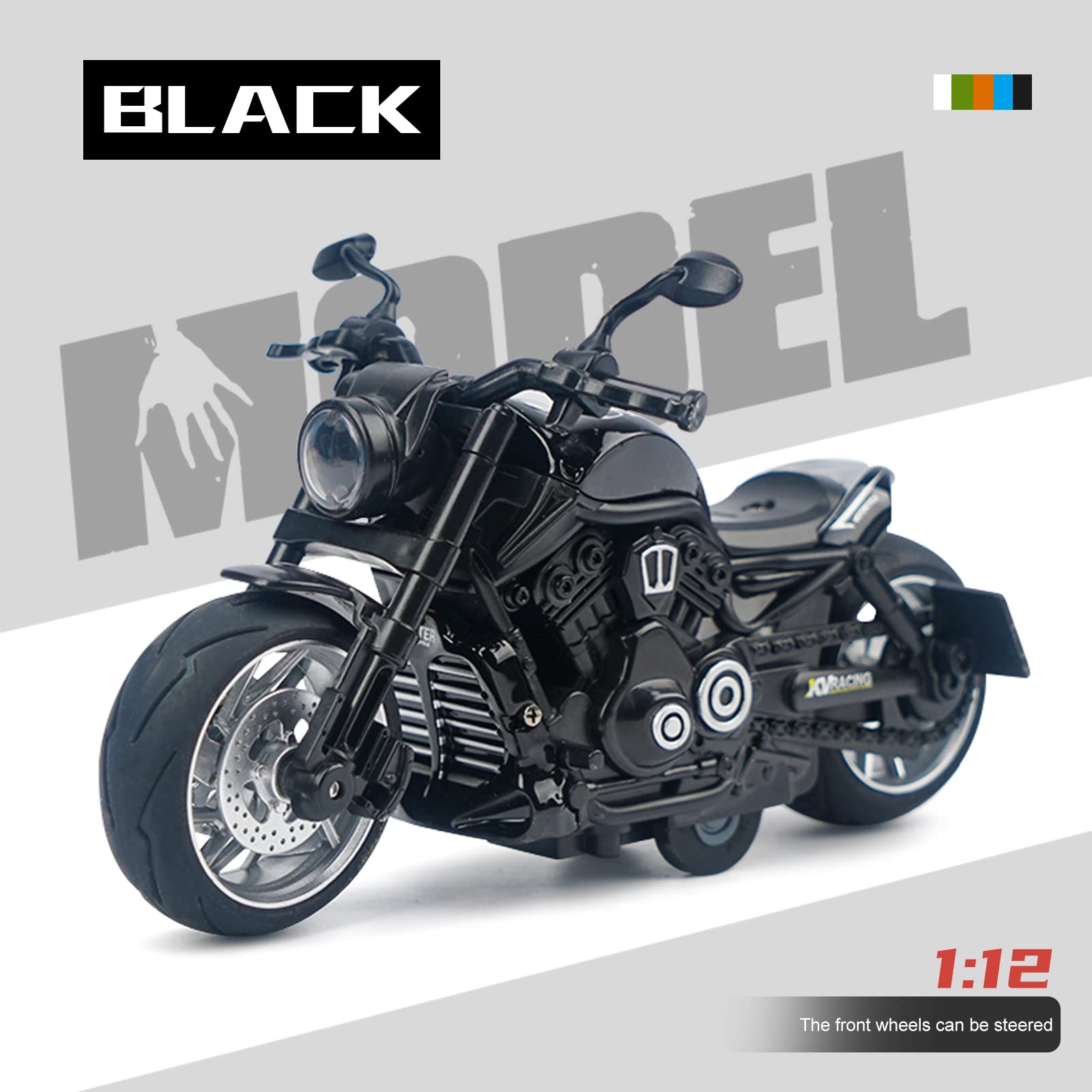 Ming You pull back motorcycle toy durable ABS body detail, safe for kids