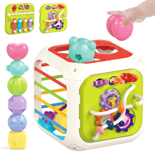 MINGKIDS 7in1 sensory teething toy—promotes multi-sensory play for toddlers