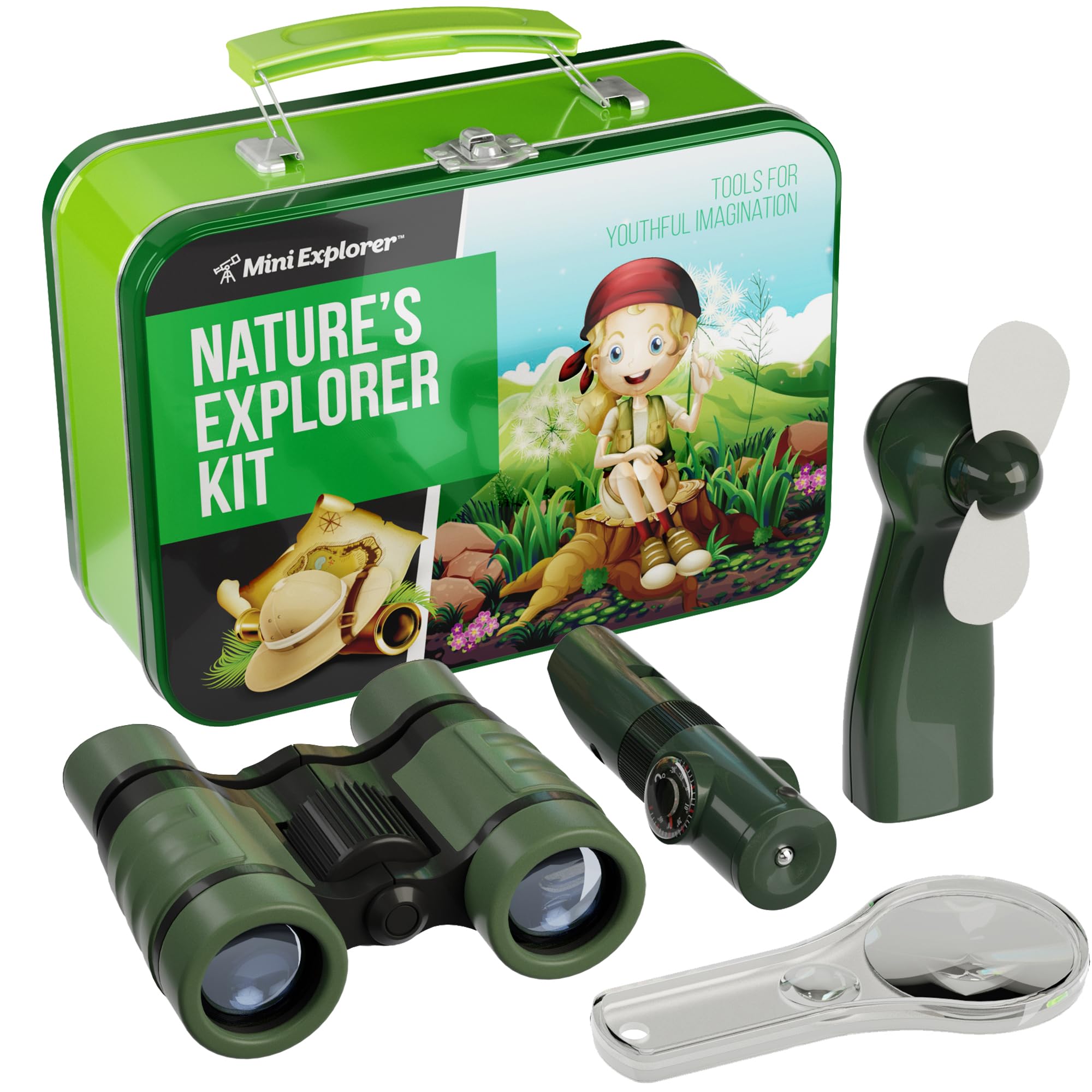 Mini Explorer Nature Explorer Kit case keeps tools organized for outdoor adventures.
