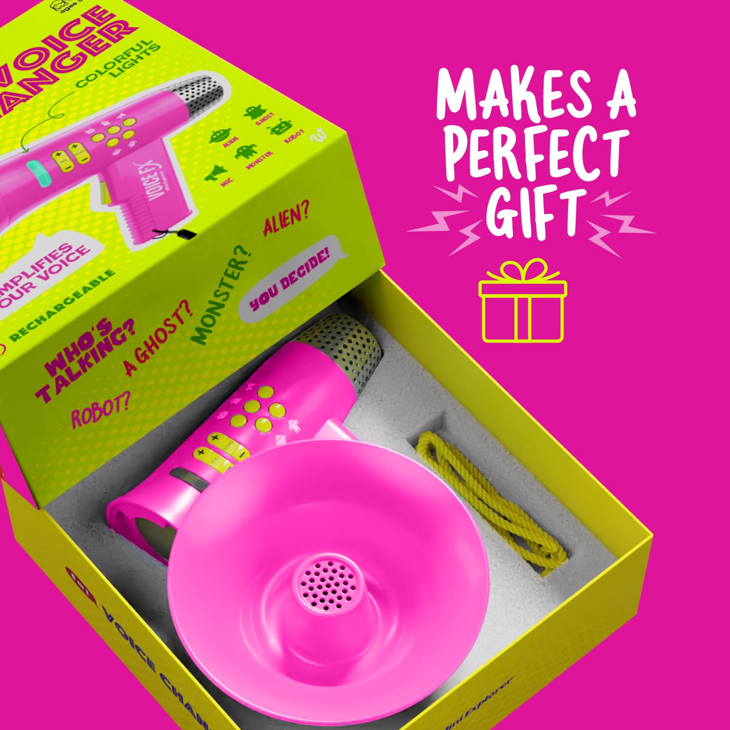 Mini Explorer voice changer looks bright and gift-ready for kids