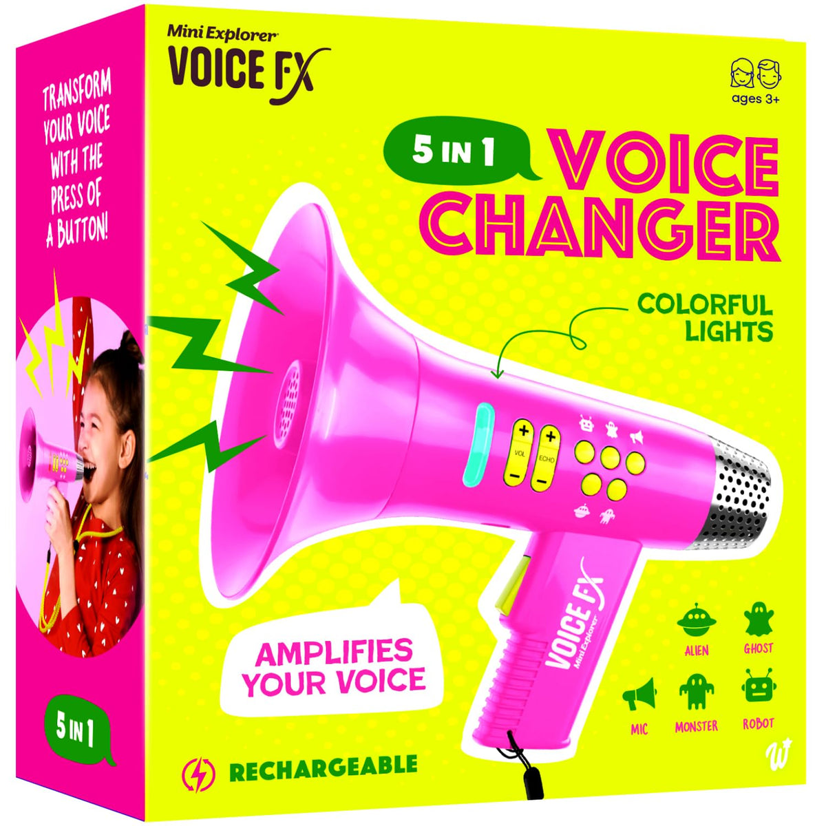 Mini Explorer voice changer with four modes for creative pretend play