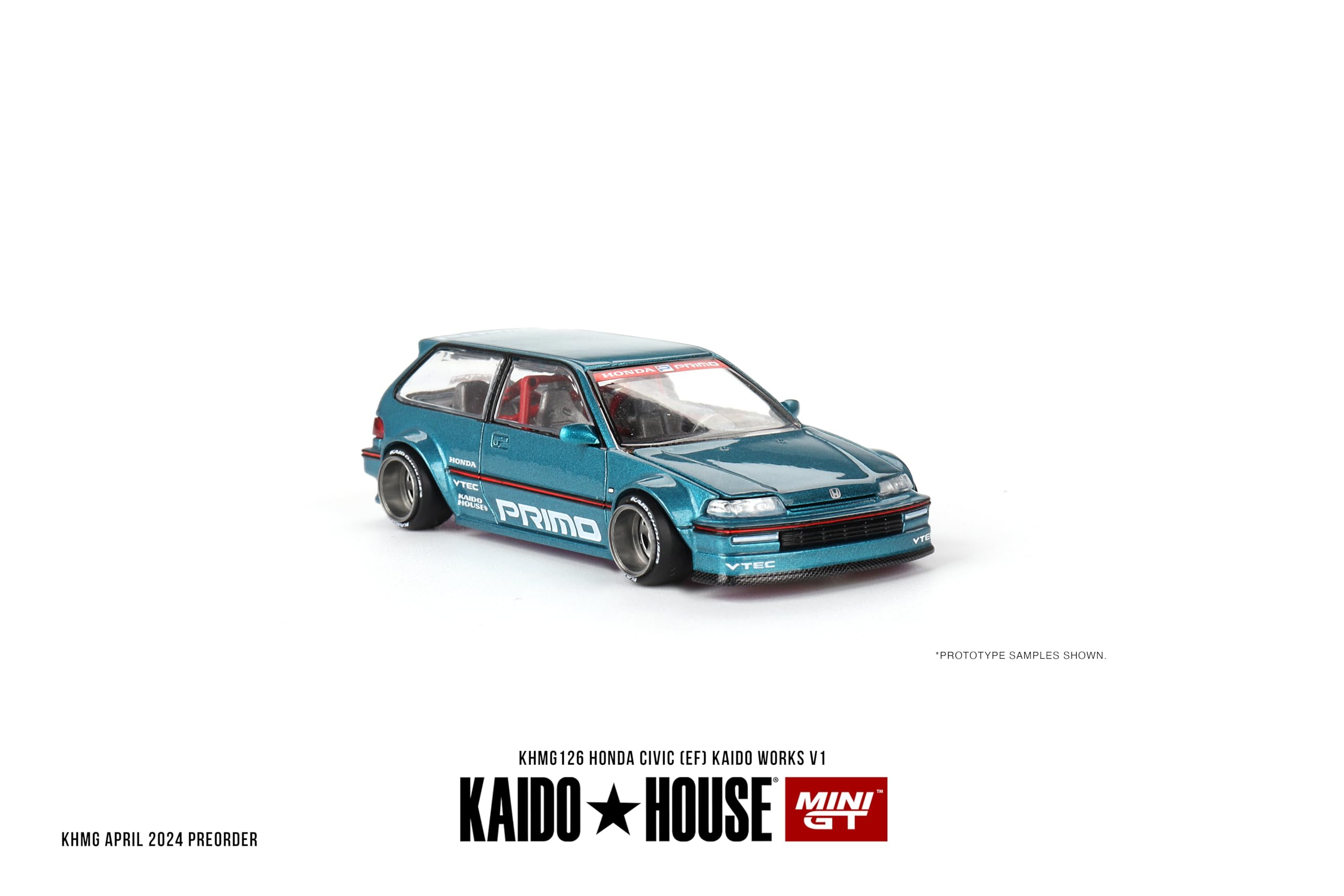 Mini GT Models Kaido Works V1 Tahitian Green rubber tires add authentic tactile realism.