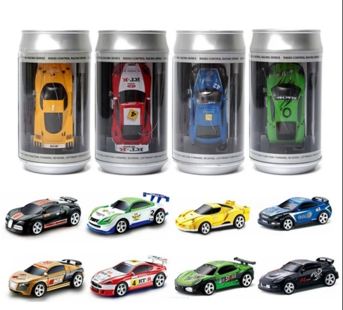 Mini RC blue Coke Can front view shows compact design for on-the-go play