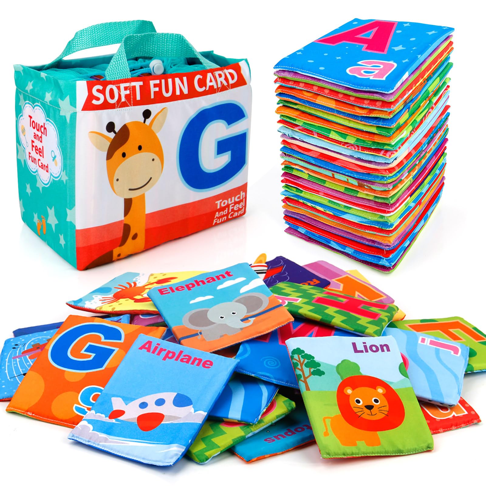 Mini Tudou alphabet cards set with uppercase and lowercase letters and pictures to spark recognition