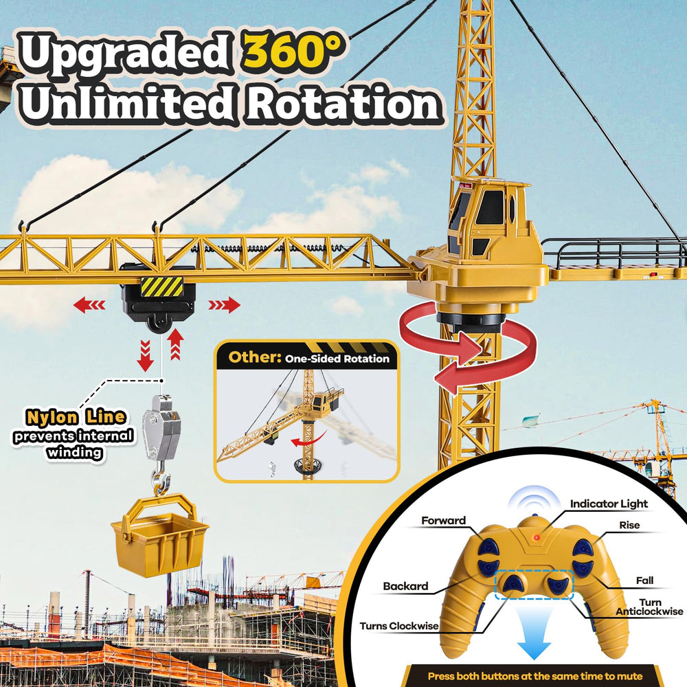Mini Tudou RC Crane remote control in action, offering responsive, delay-free operation up to 100 feet.