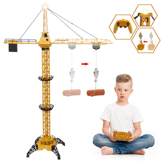 Mini Tudou RC Crane Tower assembly with adjustable height options for growing young builders.