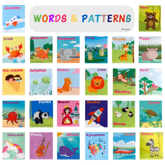 Mini Tudou soft cloth alphabet cards showing tactile learning for babies and toddlers