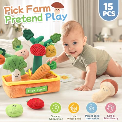 Mini Tudou veggie-carrot-rustle: soft crinkle texture stimulates tactile play.