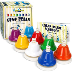MINIARTIS desk bells with 8 notes delivering bright tones for early music learning.