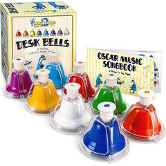 miniartis desk bells front view for toddlers eight-note colorful set