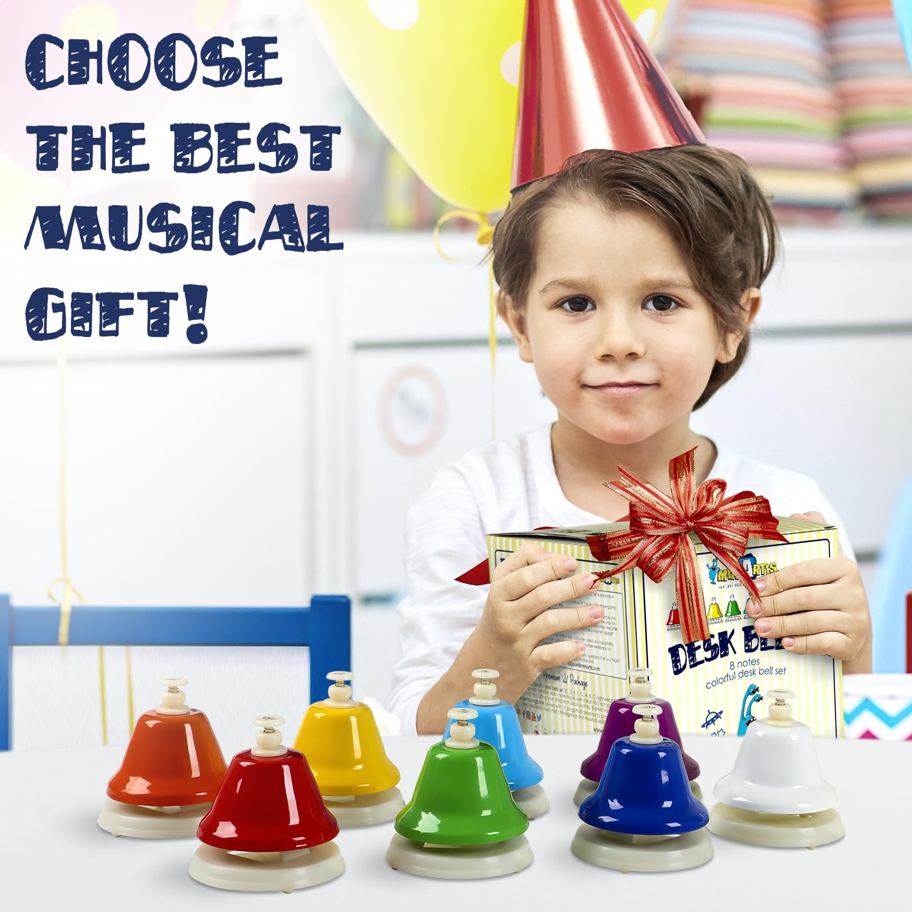 MINIARTIS durable, BPA-free desk bells provide safe, tactile music exploration.