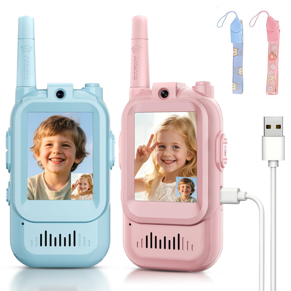 MINIBEAR video walkie talkies blue front view for kid-friendly conversations.