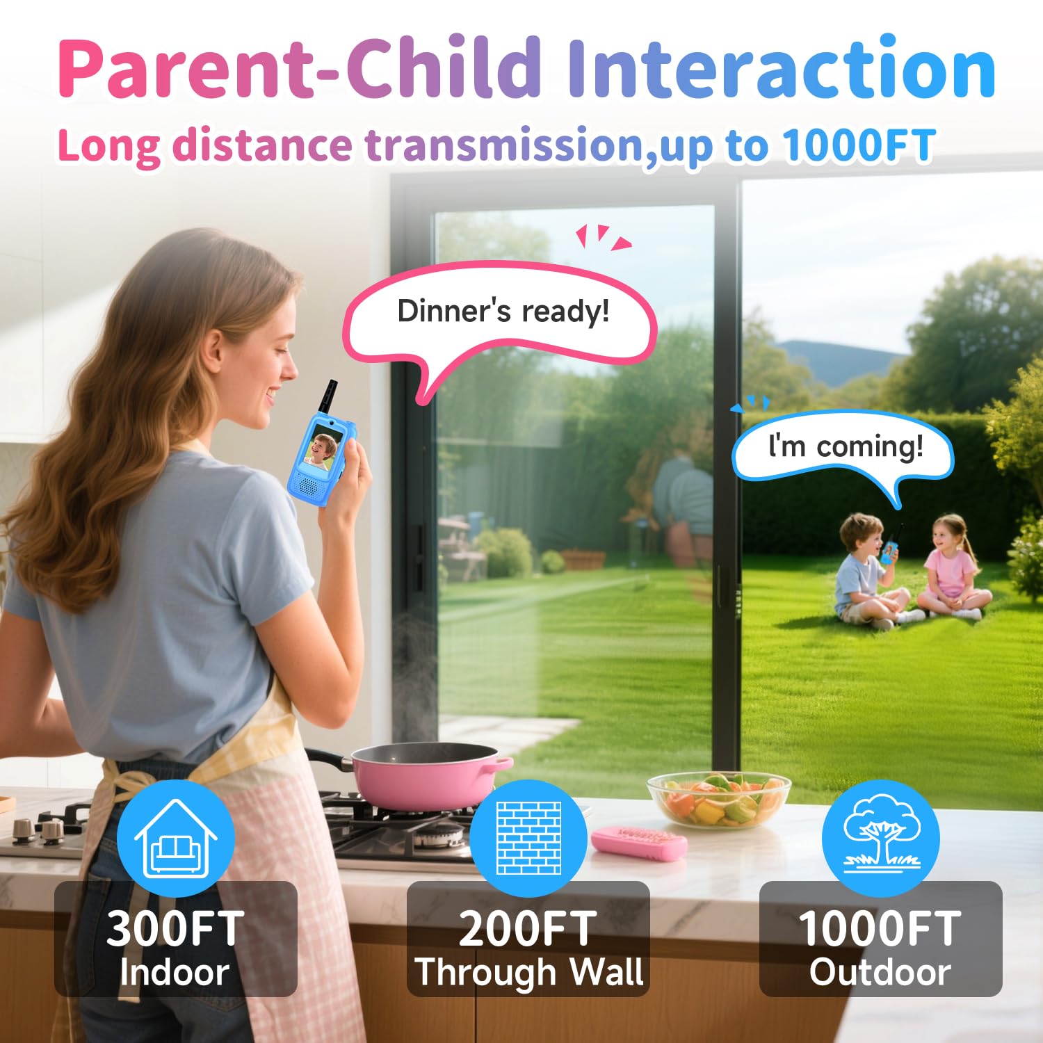 MINIBEAR rechargeable walkie talkies with durable design for all day fun.