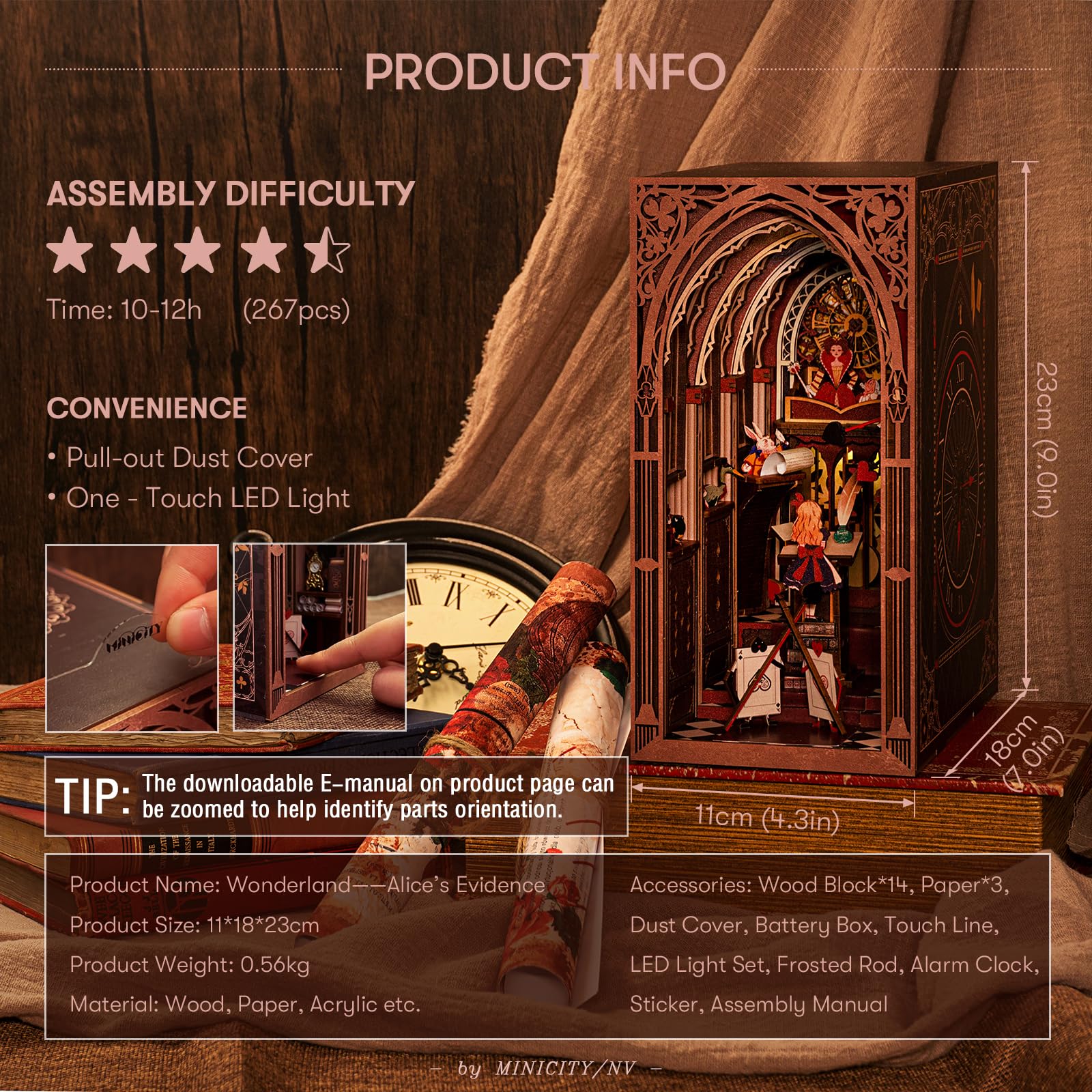 MiniCity 3D wooden puzzle bookend showcases sturdy, decorative display support.
