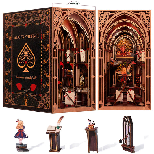 MiniCity Alice in Wonderland booknook kit with diorama enhances shelves with cozy storytelling glow.