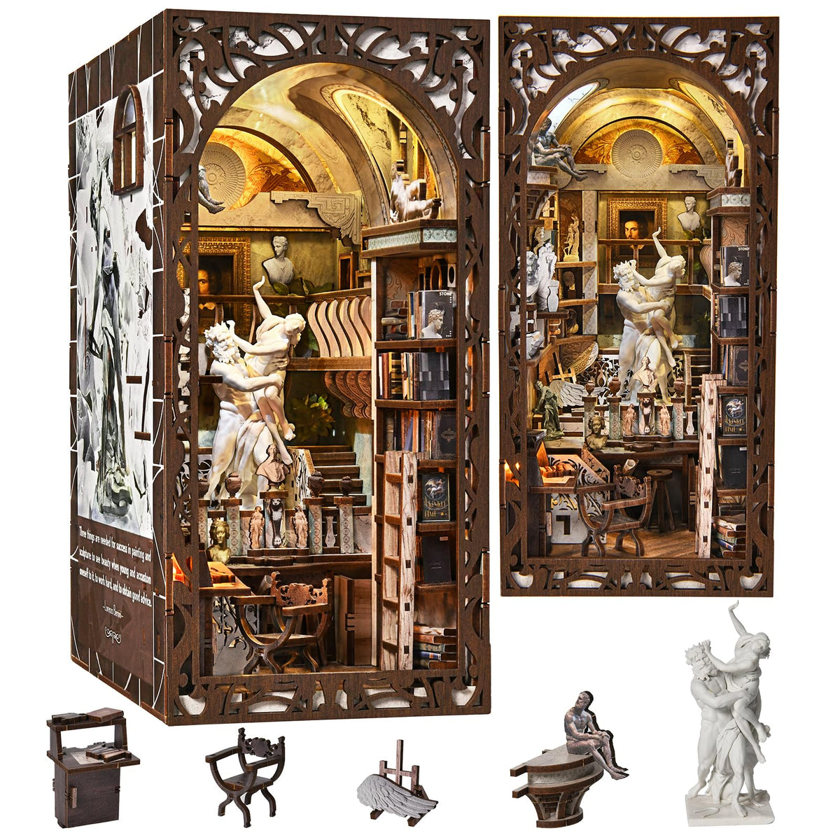 MiniCity Bernini's Workshop book nook assembly scene for collectors