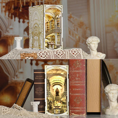 MiniCity Book Nook completed display on a small library shelf