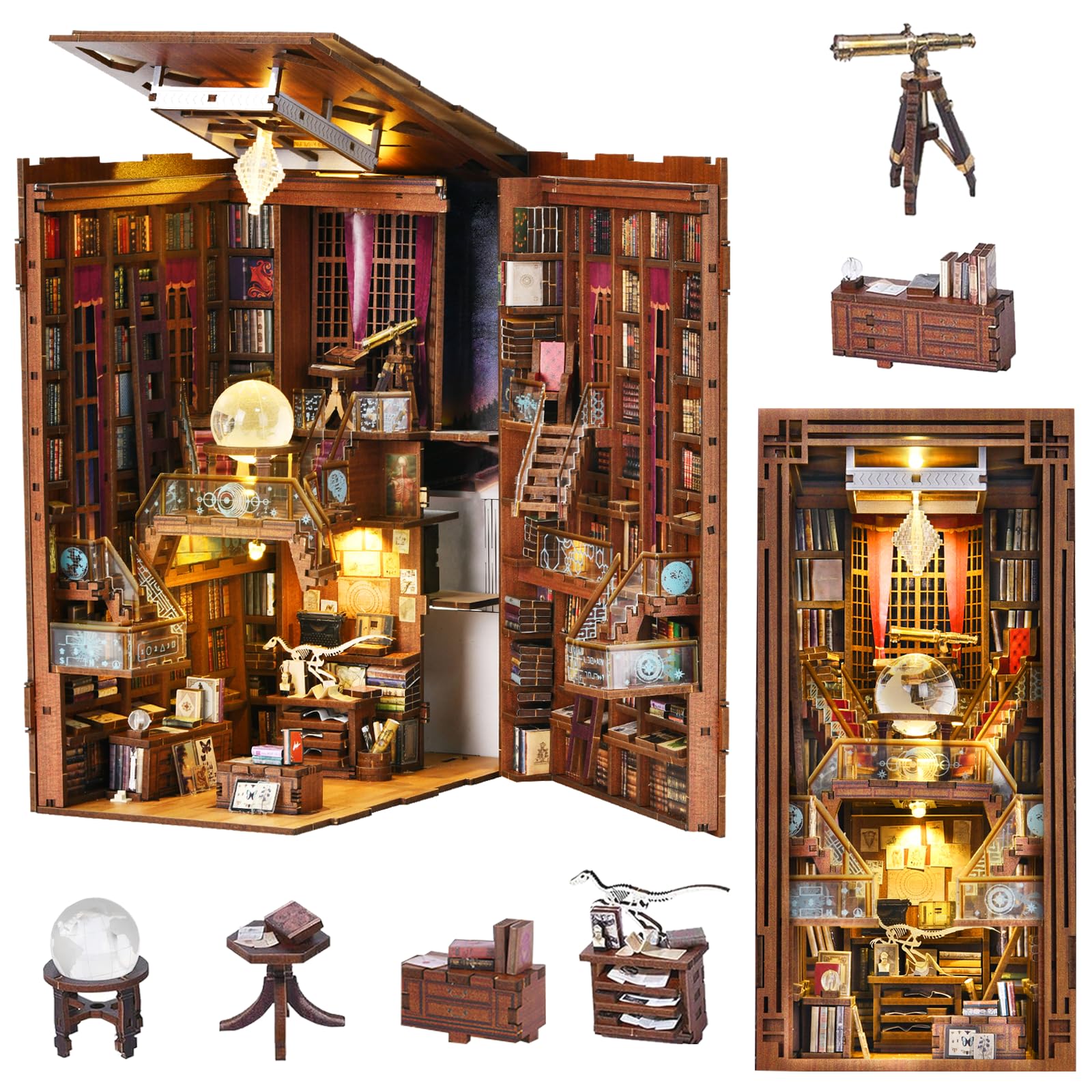MiniCity Book Nook Kit assembly scene showing hands-on crafting for focus and relaxation.