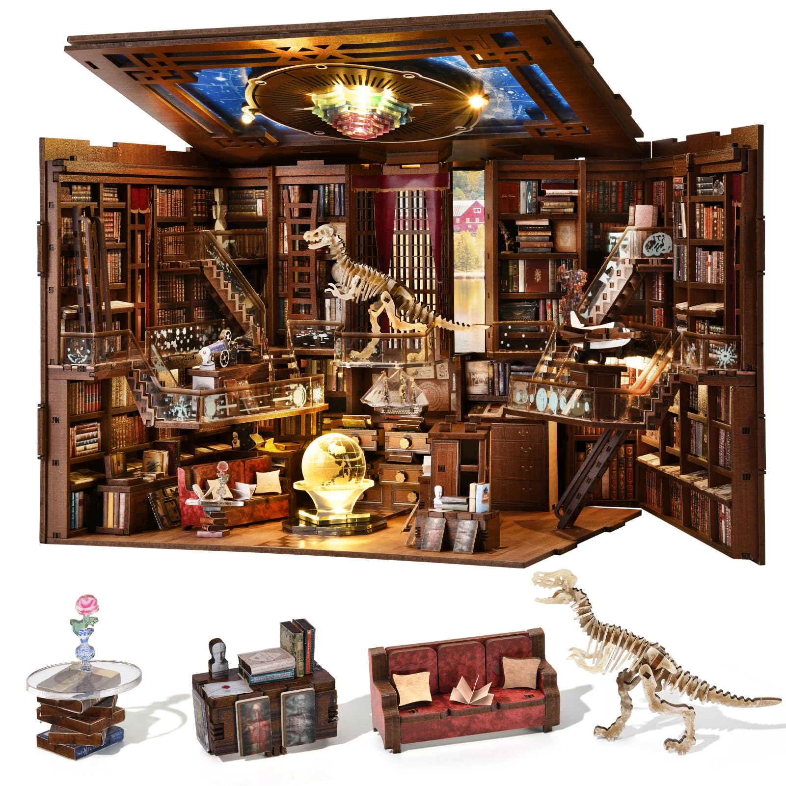 MiniCity Book Nook Kit with dust cover protects your display and keeps shelves clean.