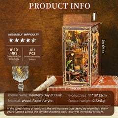 MiniCity Book Nook LED glow enhances warm shelf ambiance at night.