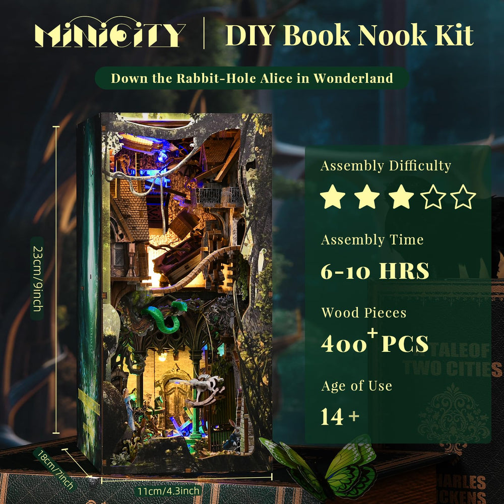 MiniCity Book Nook LED lighting creates warm ambience for evenings.