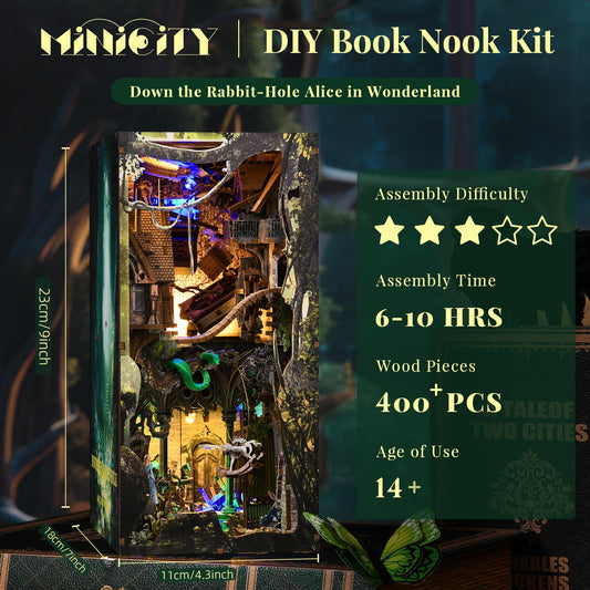 MiniCity Book Nook LED lighting creates warm ambience for evenings.