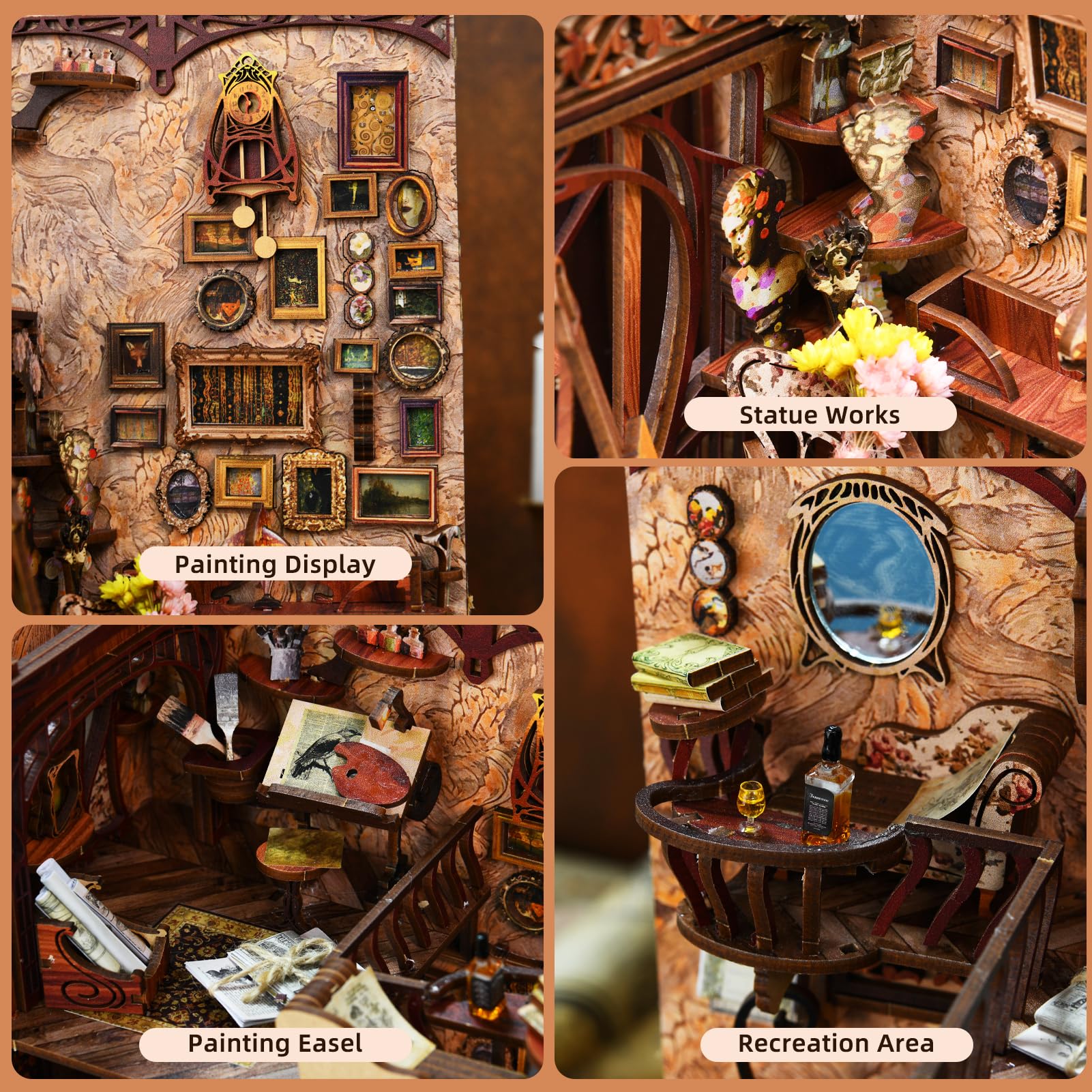 MiniCity Book Nook premium wood materials highlight durable craftsmanship.