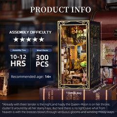 Minicity LED lighting creates warm ambiance around the mini library scene.