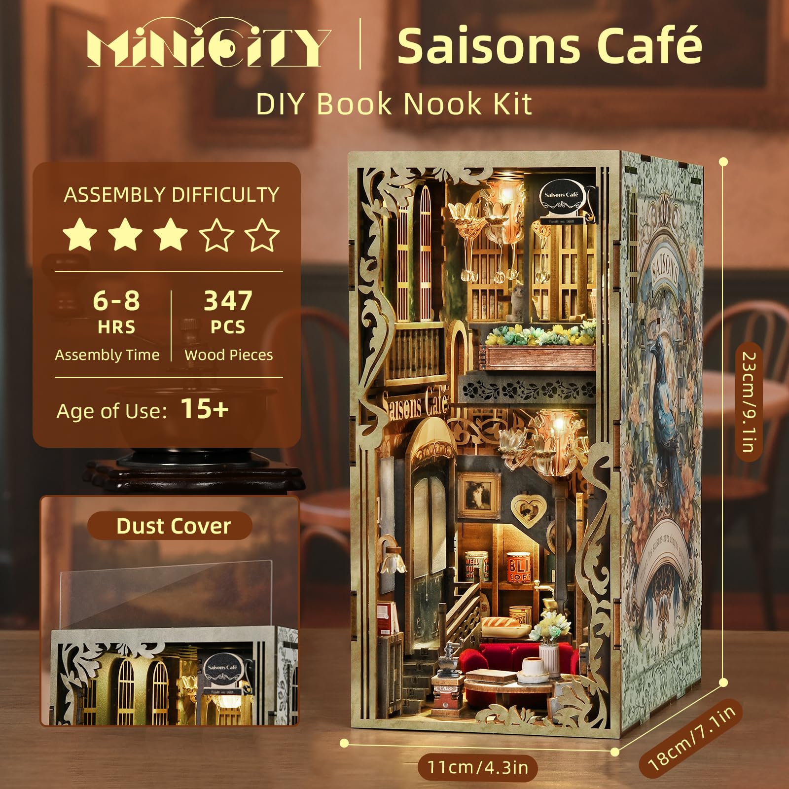 MiniCity premium wood puzzle bookends emphasize durability for long-lasting display.