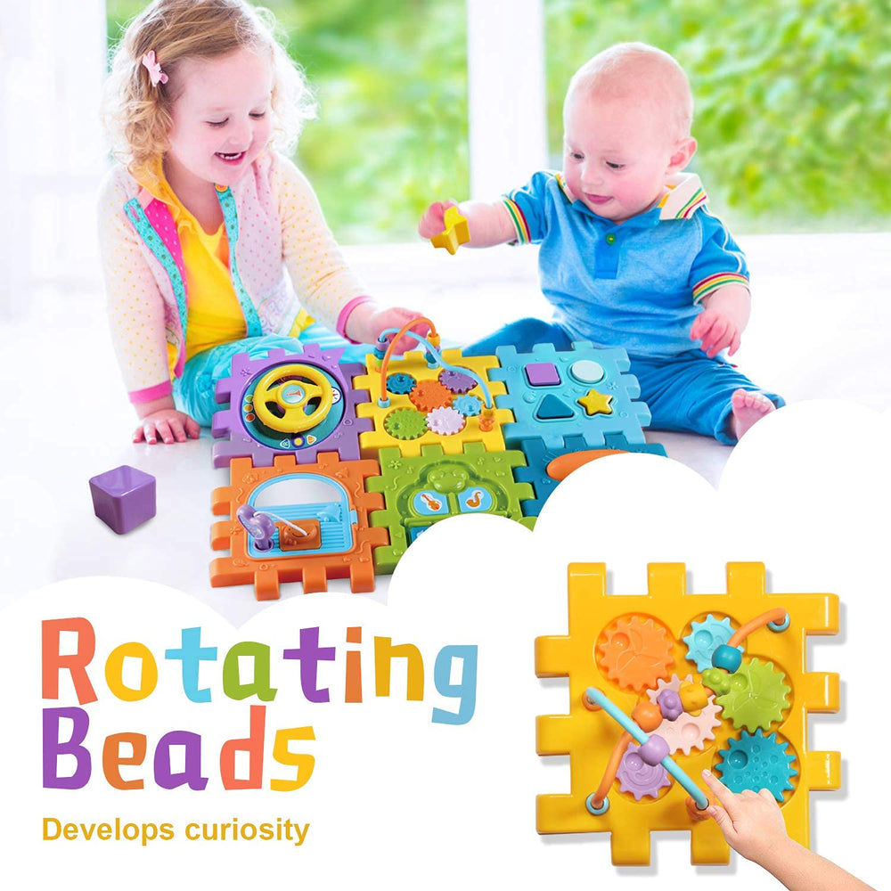MiniFAIRY activity cube steering wheel encourages imaginative play and motor coordination.