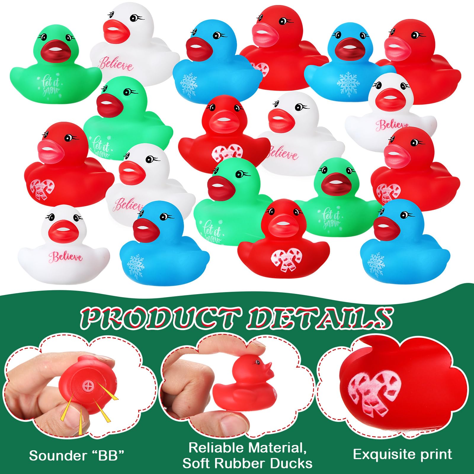 MiniInflat ducks in four color variants provide visual appeal and gifts.