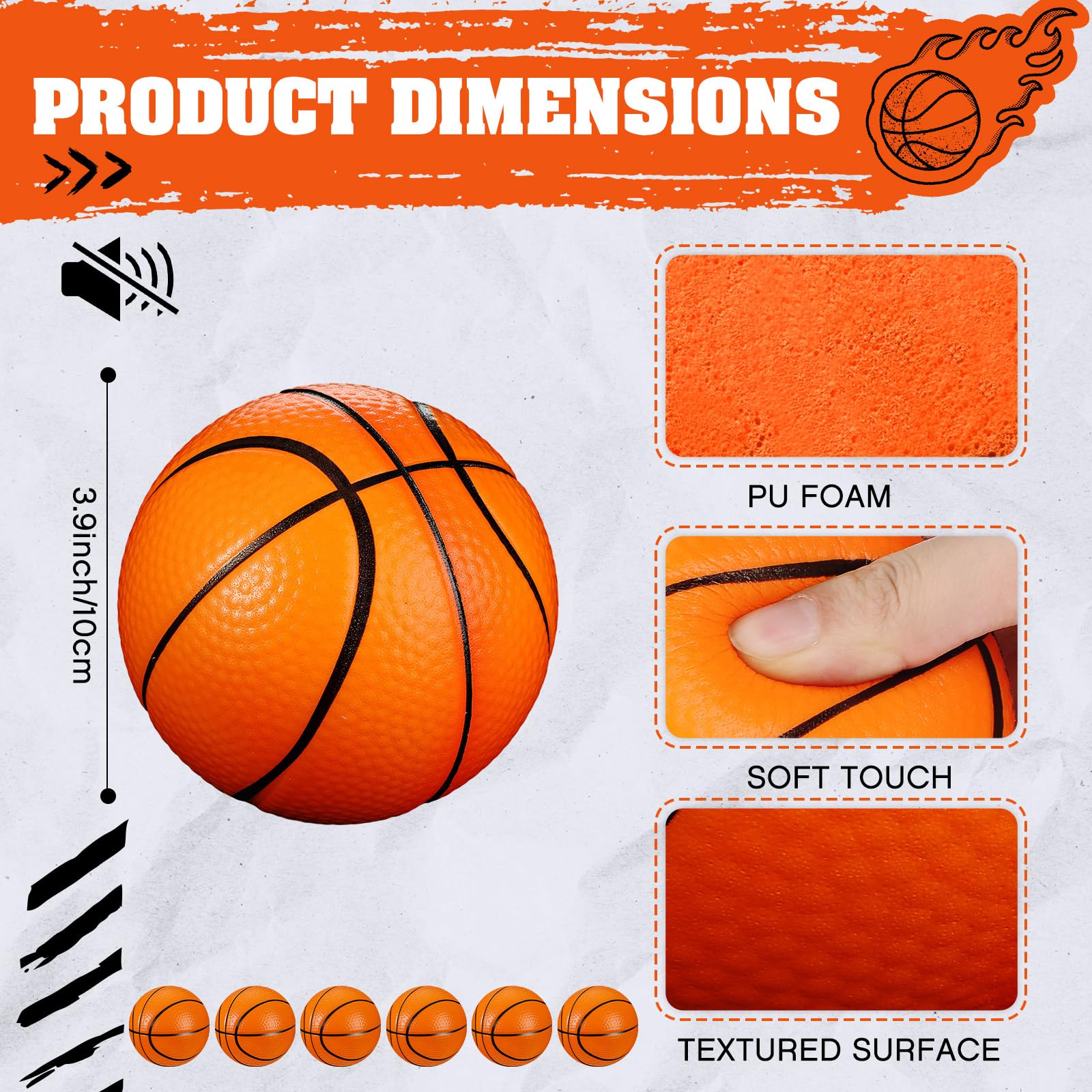 Close-up of MiniInflat foam basketball texture in orange
