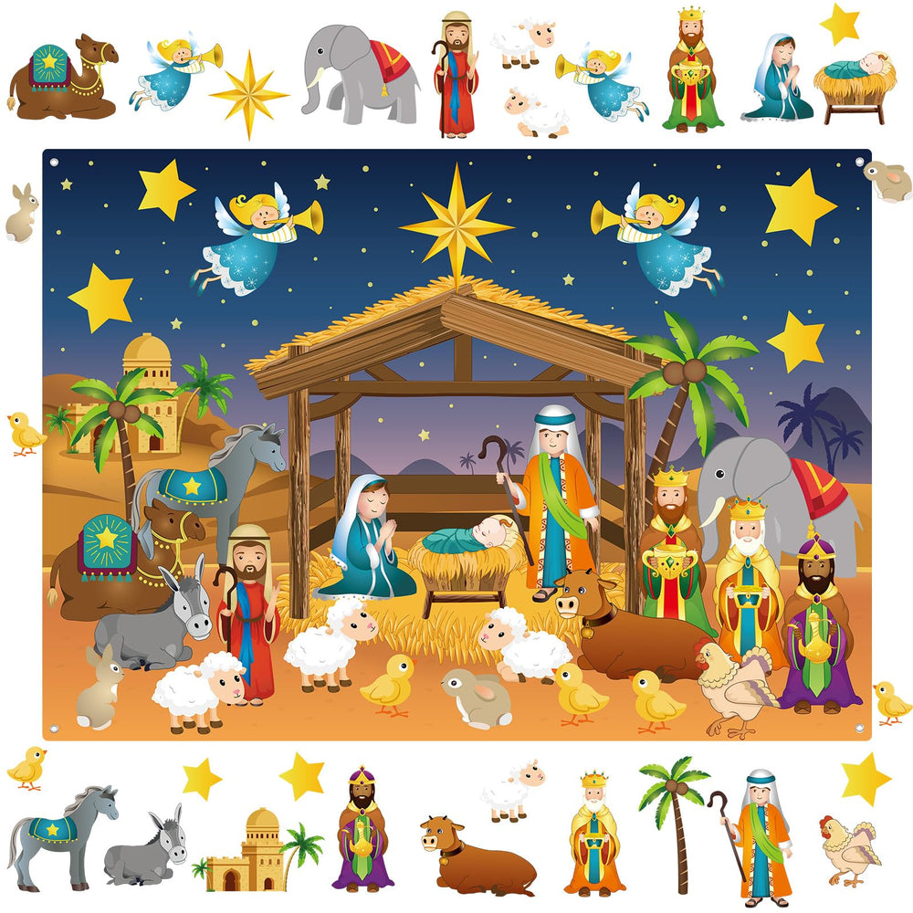 MiniInflat Nativity Scene Felt Board 3.4ft for interactive holiday storytelling