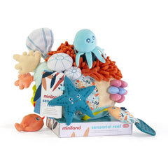 Miniland Sensorial Reef teether with varied textures for soothing gums.