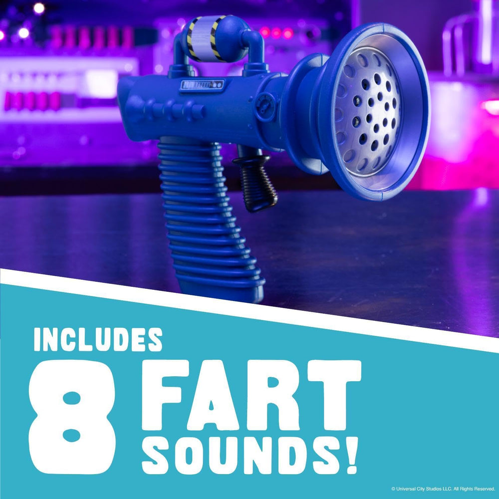 Minions mini fart blaster close-up of button for easy one-press sound control