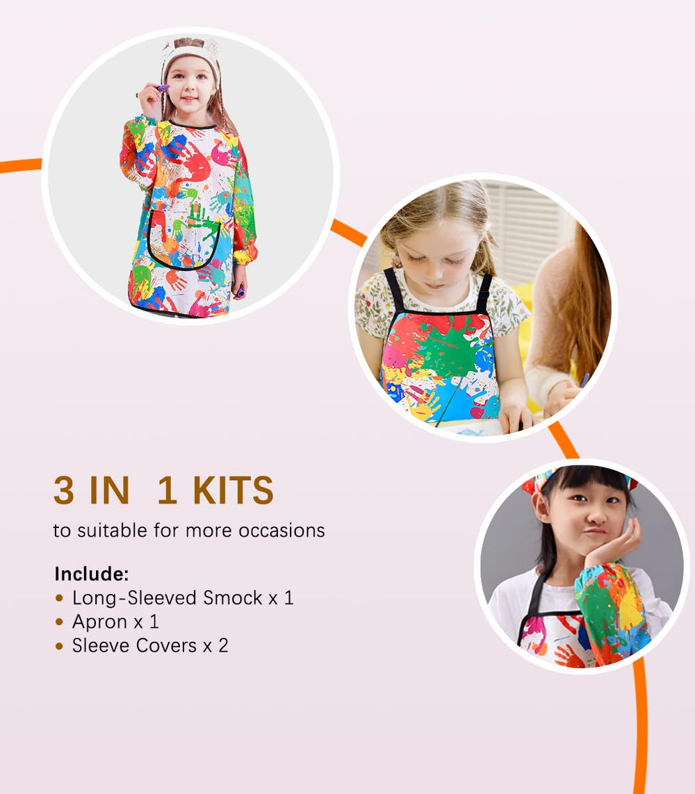 MINIQ kids art smock back view highlights adjustable closures for a secure fit