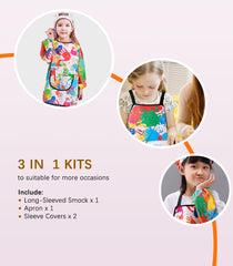 MINIQ kids art smock back view highlights adjustable closures for a secure fit