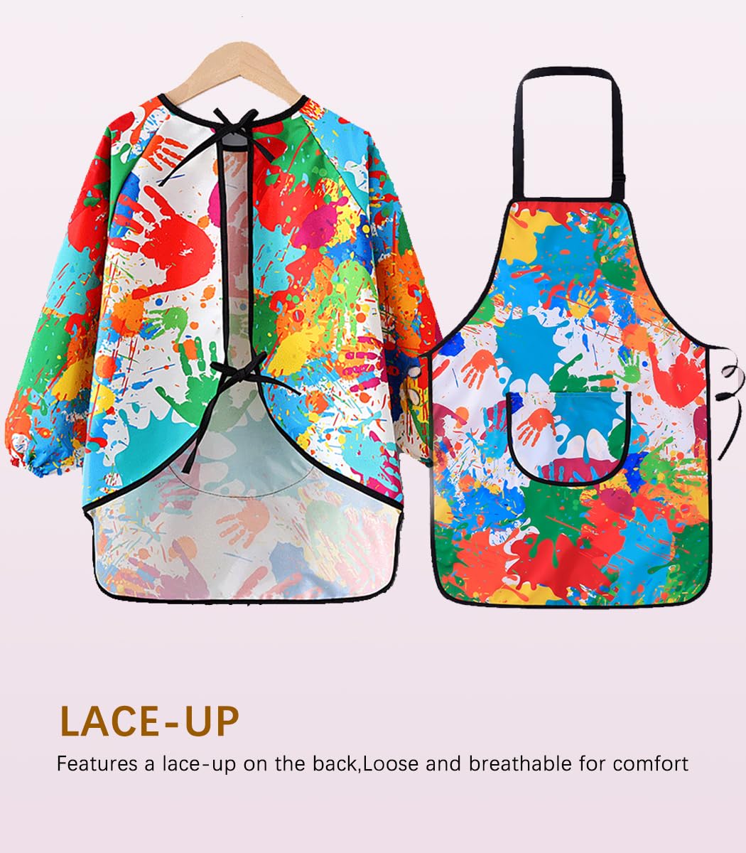 MINIQ painting apron pocket close-up demonstrates storage for brushes and snacks