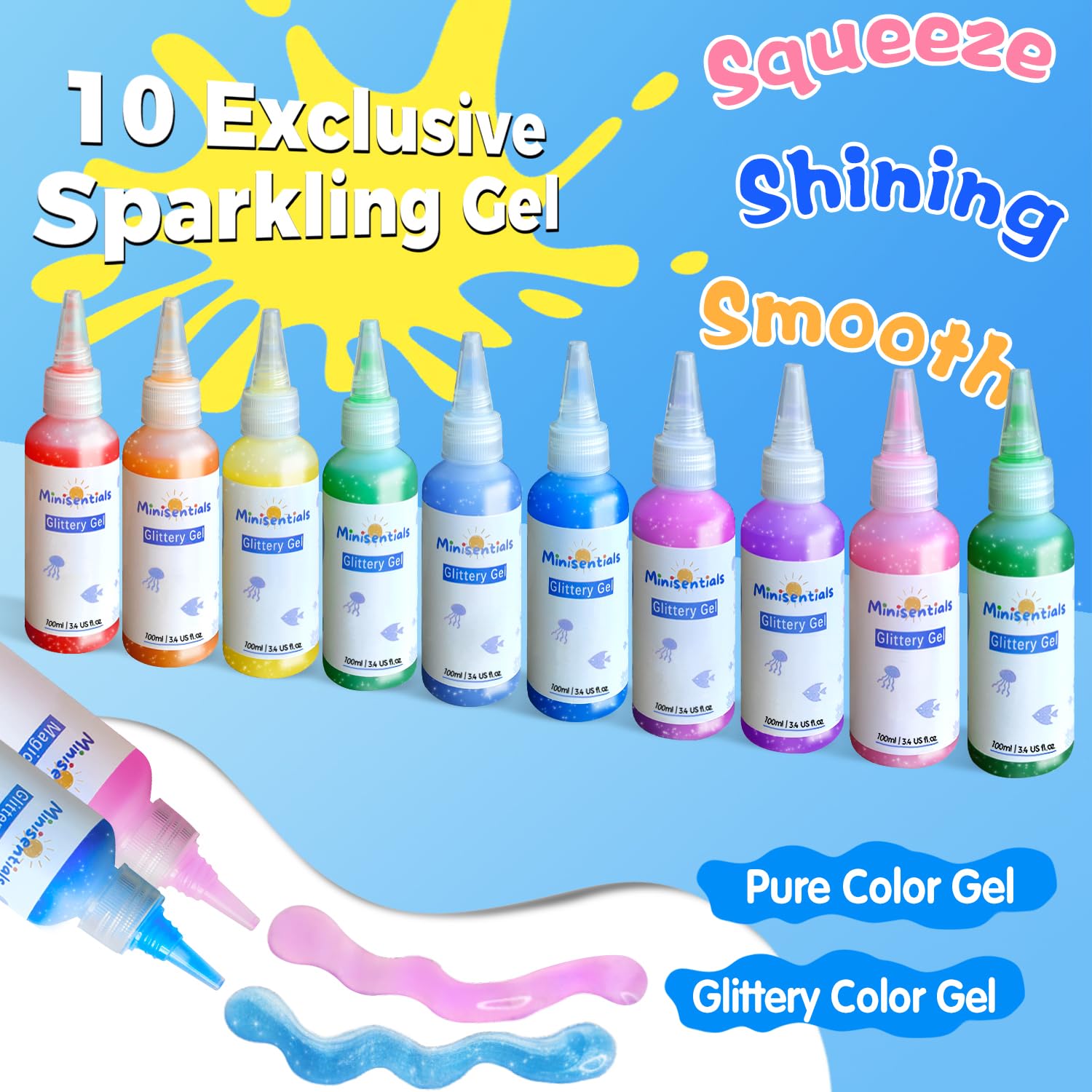 MINISENTIALS Aqua art gel colors paired with sea creature molds for crafting.