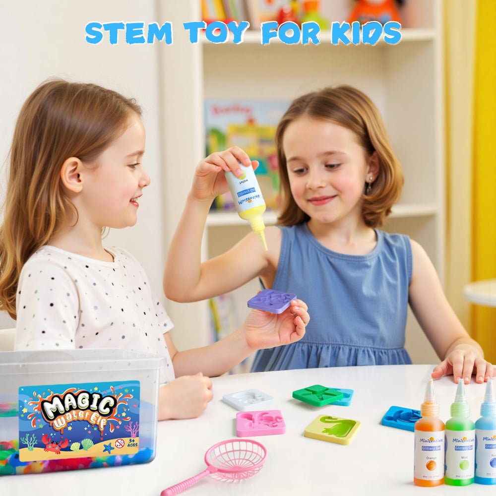 Measuring sticker and magic powder enable precise, kid-friendly mixing