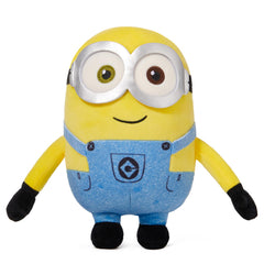 MINISO Bob Minions plush in hug-tim pose, soft cuddle buddy for kids.