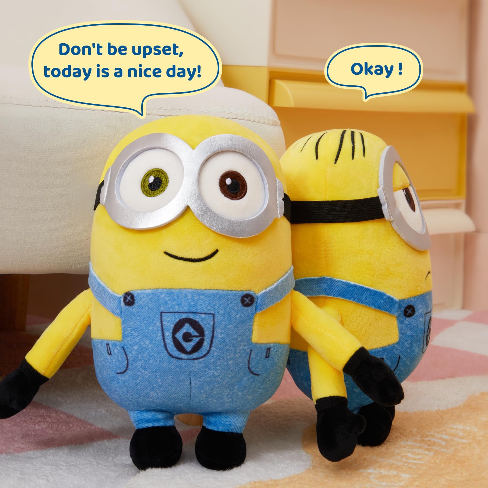 MINISO Bob Minions plush serves as a nap buddy during quiet afternoons.