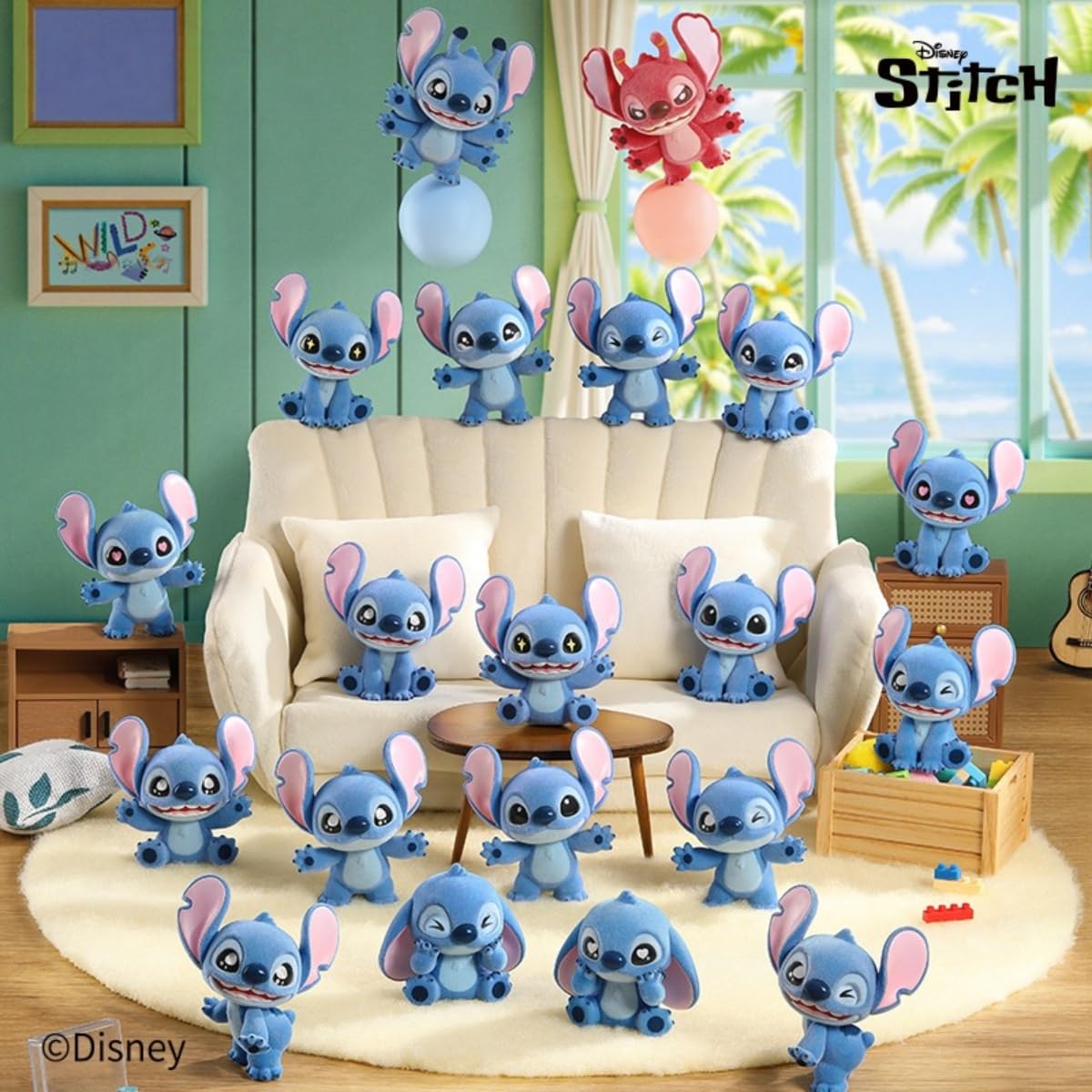 MINISO Disney Stitch trio display figures with expressive moods