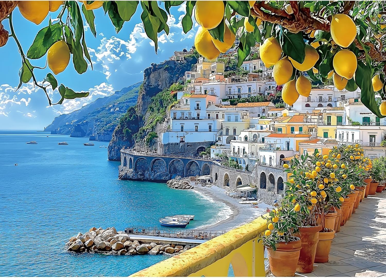 MINIWAN Amalfi Coast Puzzle 1000 pieces with immersive coastal detail for solo or family play