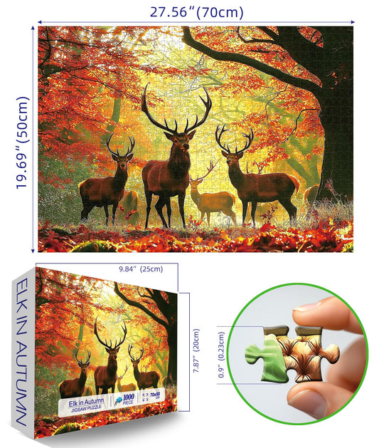 MINIWAN puzzle assembly scene with elk mountains, ideal for weekend challenge.