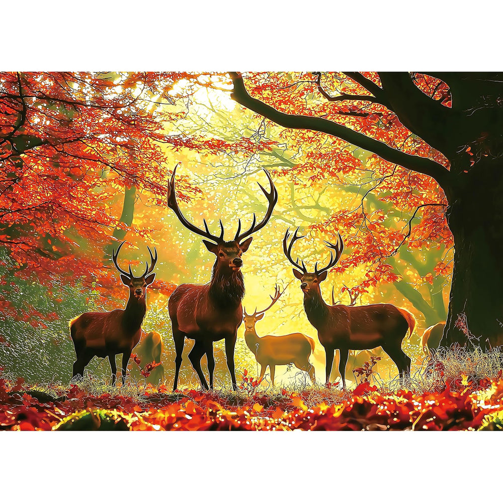 MINIWAN 1000-piece puzzle featuring autumn elk mountain for calm focus and display.