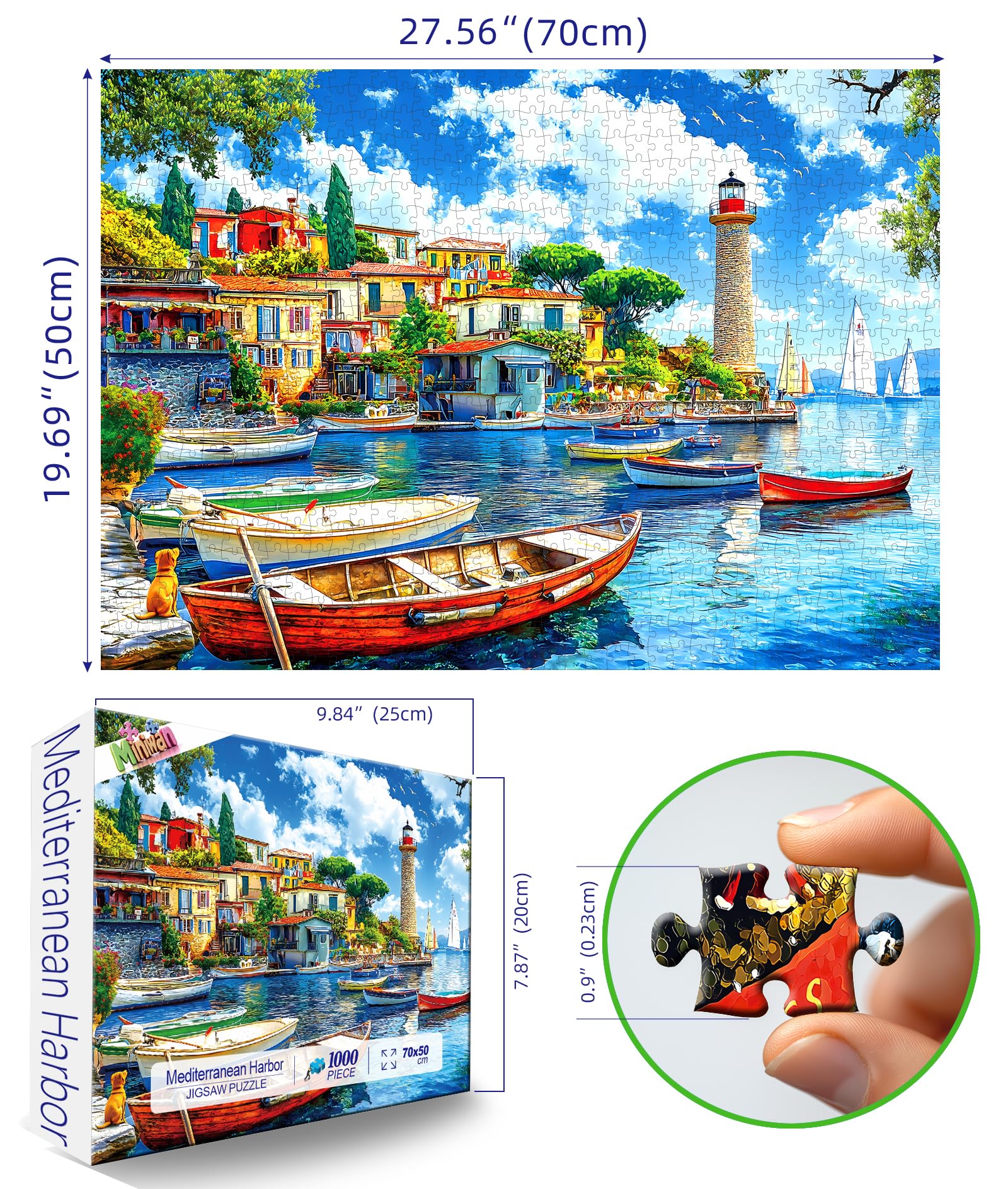 MINIWAN colorful boats in the harbor provide vibrant puzzle imagery.